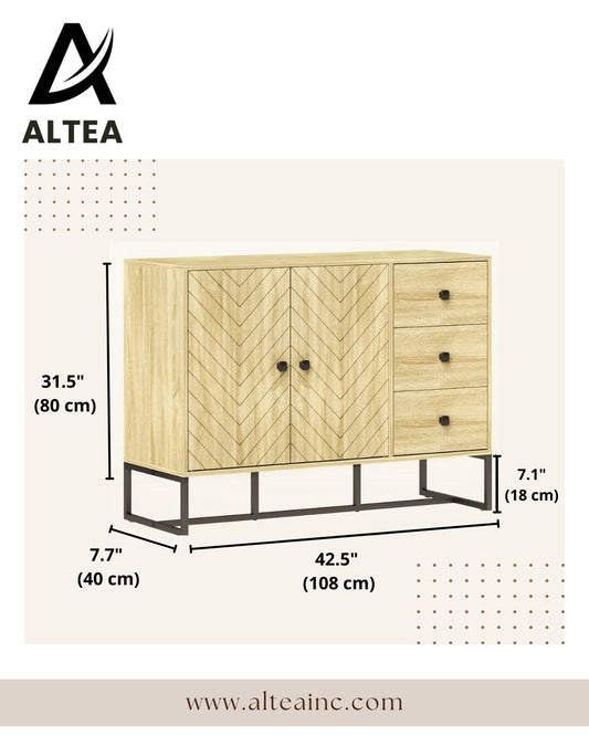 Cadiz Modern Sideboard, Buffet Storage Cabinet with Adjustable Shelves
