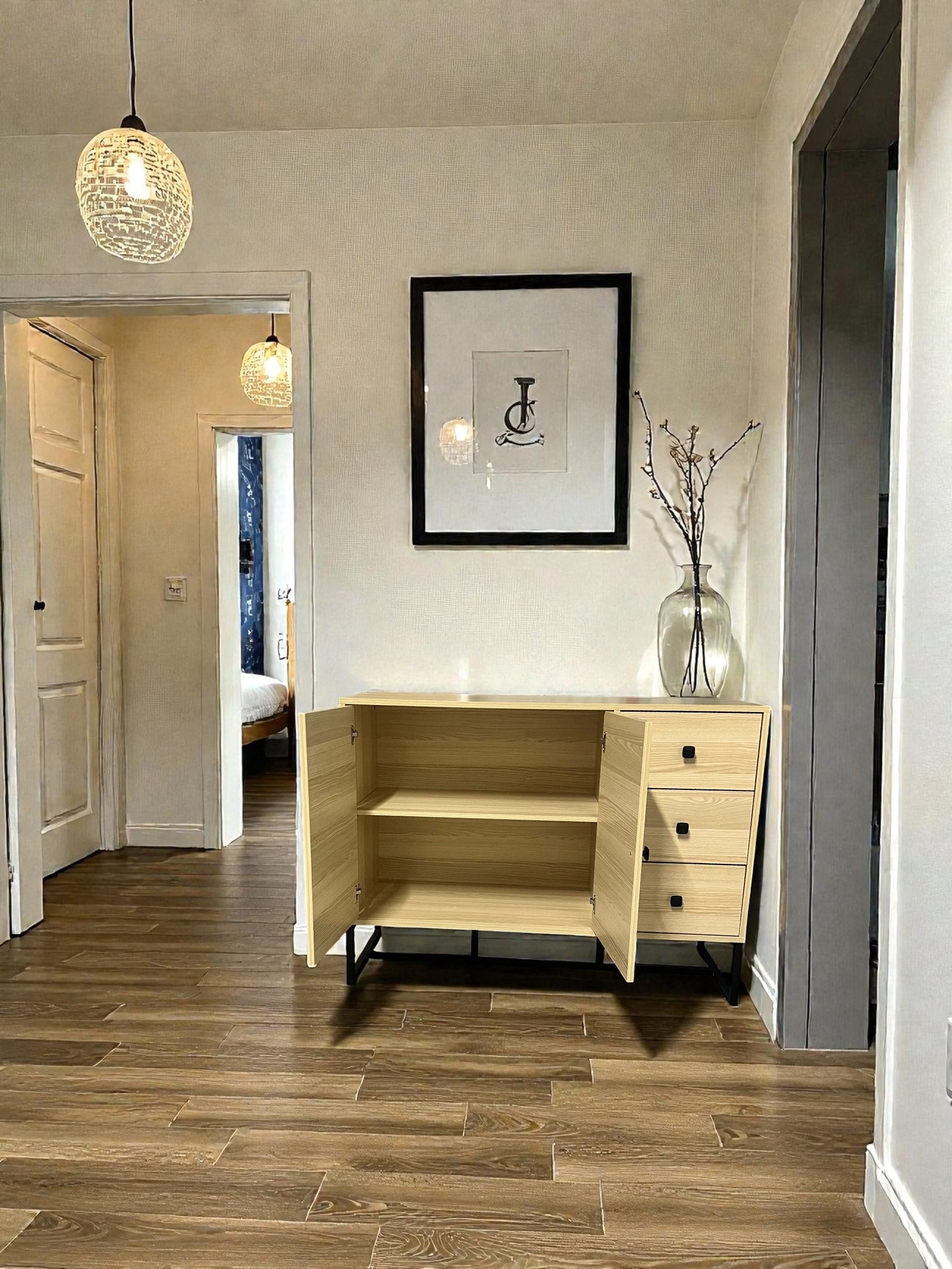 Cadiz Modern Sideboard, Buffet Storage Cabinet with Adjustable Shelves