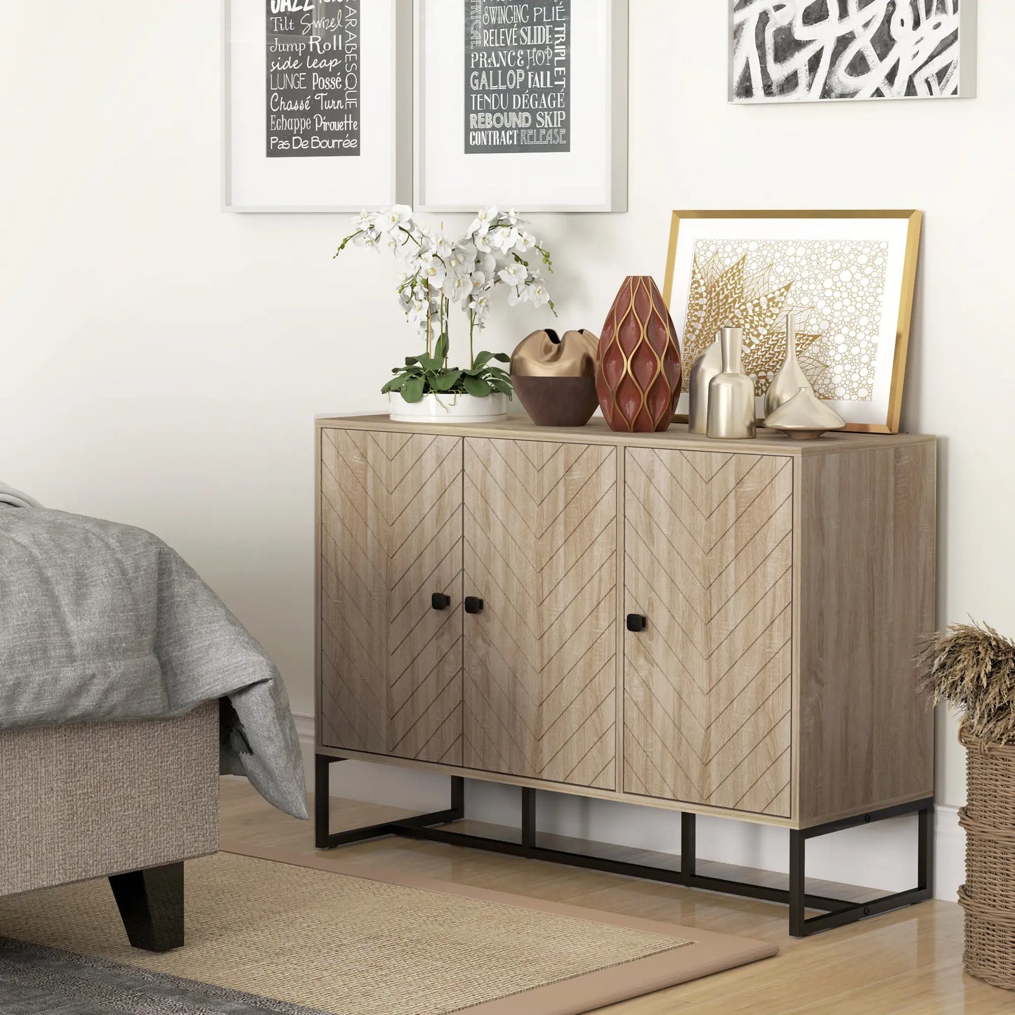 Cadiz Modern Sideboard, Buffet Storage Cabinet with Adjustable Shelves