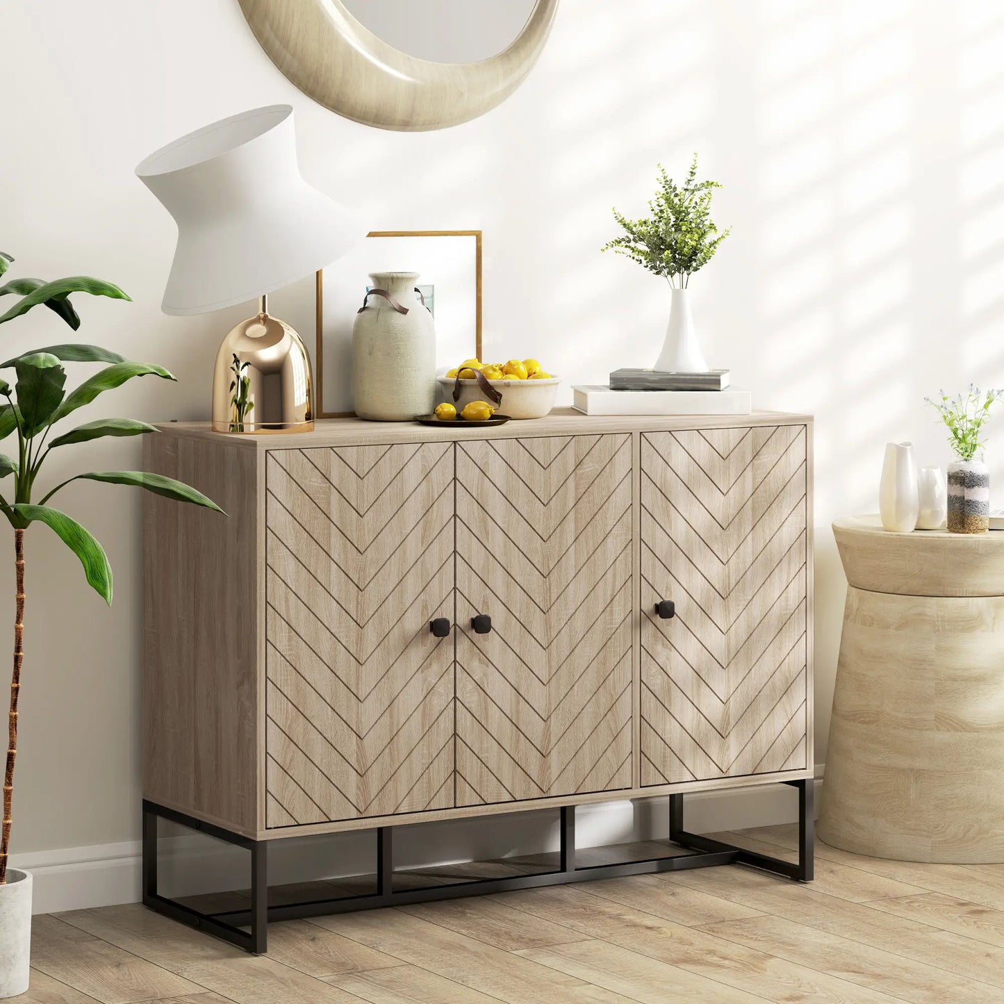Cadiz Modern Sideboard, Buffet Storage Cabinet with Adjustable Shelves