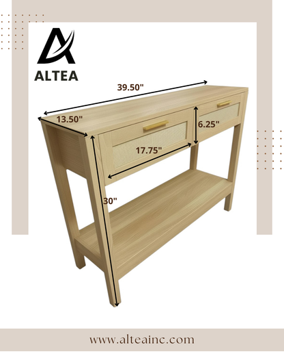 Nerja Rattan Console Table 2 Storage Drawers