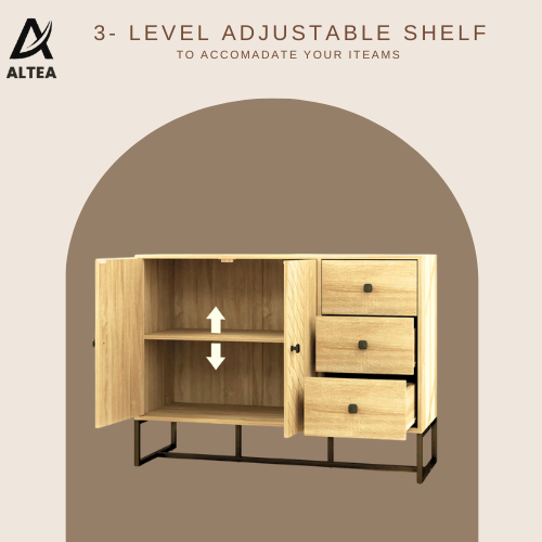 Cadiz Modern Sideboard, Buffet Storage Cabinet with Adjustable Shelves