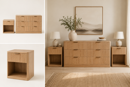 Malaga 3 Piece Bedroom Set - 1 Dresser + 2 Matching Nightstands