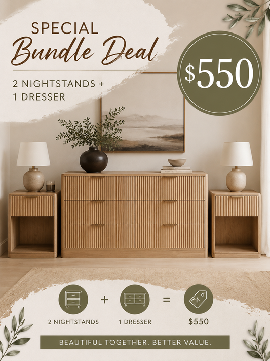 Malaga 3 Piece Bedroom Set - 1 Dresser + 2 Matching Nightstands