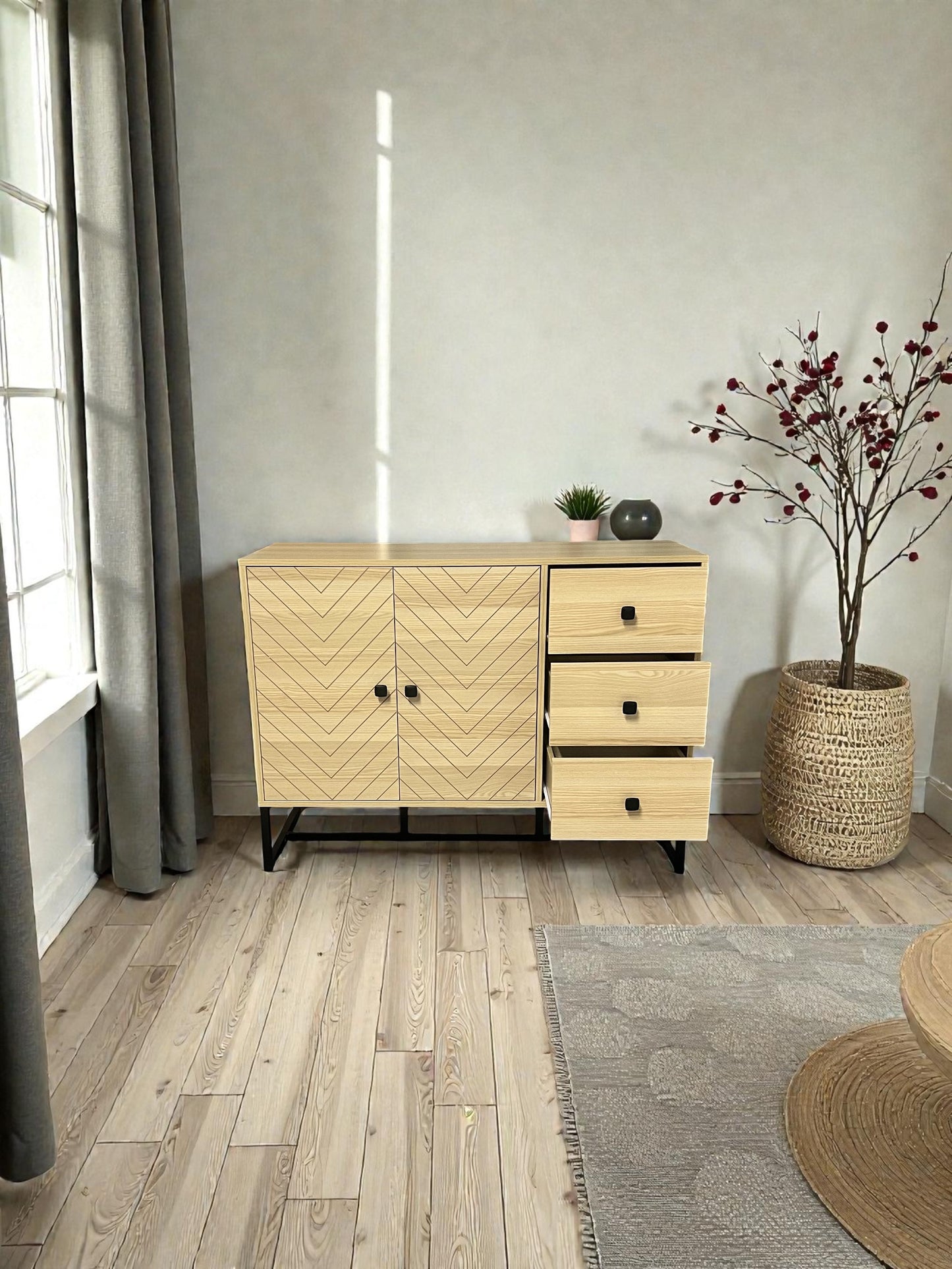 Cadiz Modern Sideboard, Buffet Storage Cabinet with Adjustable Shelves