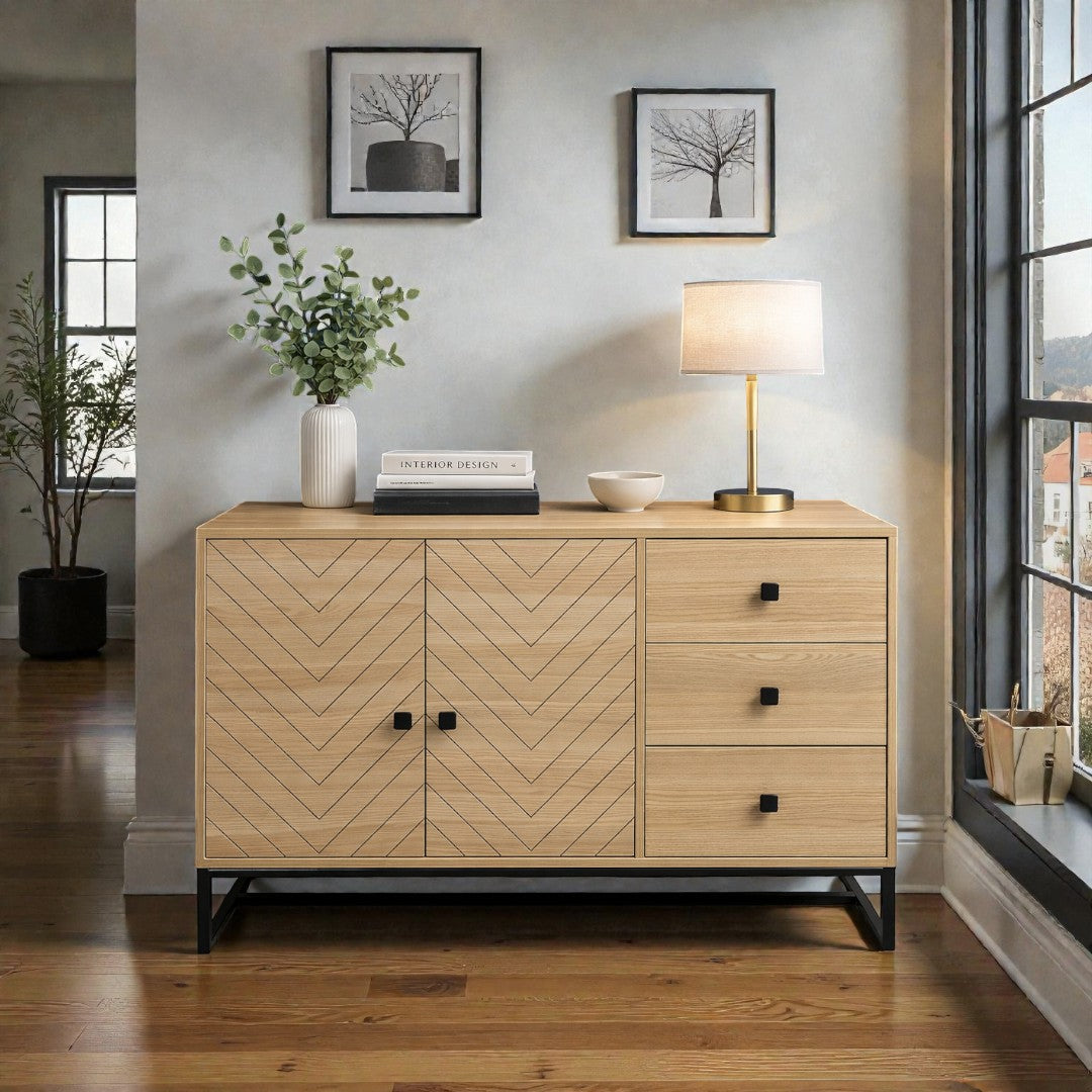 Cadiz Modern Sideboard, Buffet Storage Cabinet with Adjustable Shelves