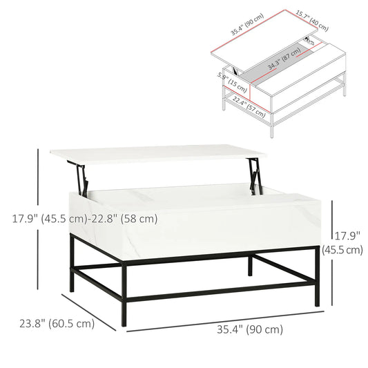 Salou Lift Top Coffee Table with Hidden Storage Compartment