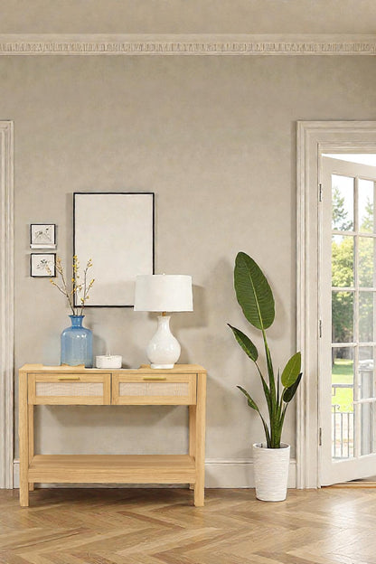 Nerja Rattan Console Table 2 Storage Drawers